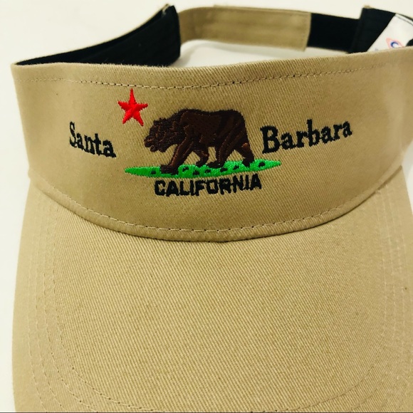 Sun Visor Santa Barbara California Khaki Velcro adjustable Sun Protection Tan CA - Picture 4 of 4